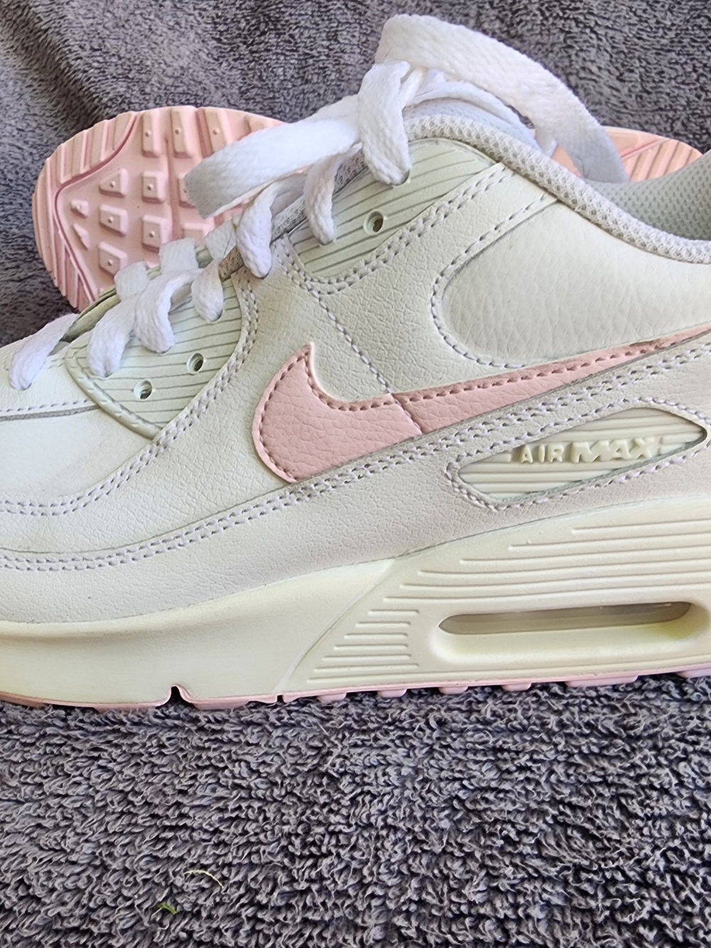 Nike Air Max Youth Casual Sneakers - White with Light Pink Accent
